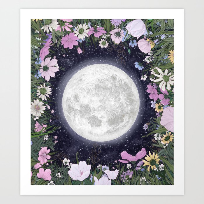 Moonlight in the Meadow in Pastel  Art Print