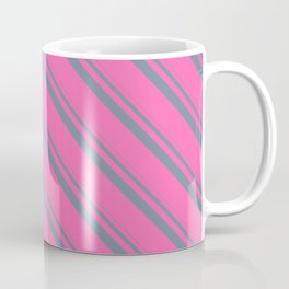 [ Thumbnail: Light Slate Gray and Hot Pink Colored Pattern of Stripes Coffee Mug ]