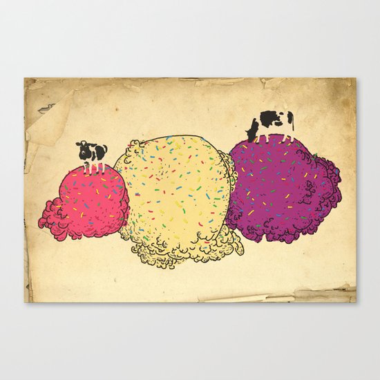 Cows love ice cream Canvas Print