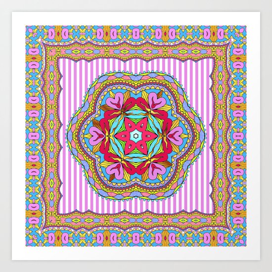 Mix&Match; Pretty Pink Mandala Meditation pillow 03 Art Print