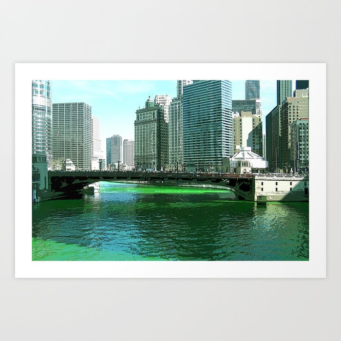 Chicago River on St. Patrick's Day #Chicago Art Print