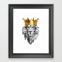 lion with a crown power king Framed Art Print
