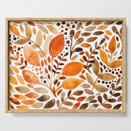 Autumn watercolor leaves Serving Tray