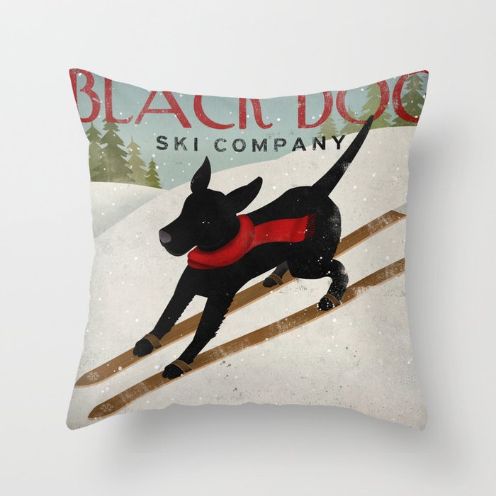 Black Dog Ski Co. Throw Pillow