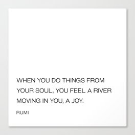 Rumi joy quote (white Background) Canvas Print
