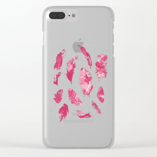 Pink Feathers Clear iPhone Case