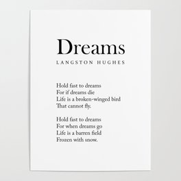 Dreams - Langston Hughes Poem - Literature - Typography 2 Poster