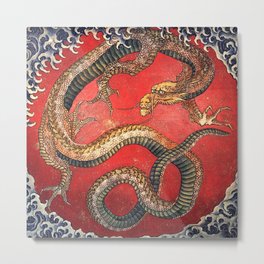 Dragon by Hokusai Metal Print | Funny, Fairytales, Japan, Draco, Scary, Serpent, Reptile, Fire, Monster, Mythology 