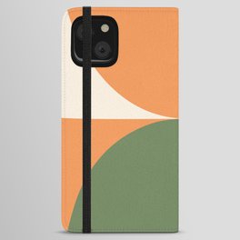 Abstract Geometric Shapes 23 in Orange Beige Sage (Moon phases) iPhone Wallet Case