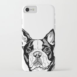 Sweet Boston Terrier Line Drawing, Black and White Boston Terrier Dog Pop Art iPhone Case