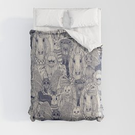 cryptid crowd blue off white Comforter