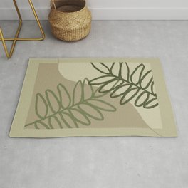 Plant Home ||  Abstract Block Colour Fern Leaves Area & Throw Rug