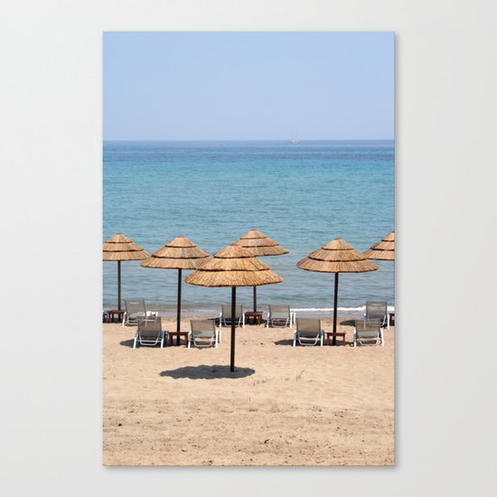 Beach Umbrellas, Zante Canvas Print