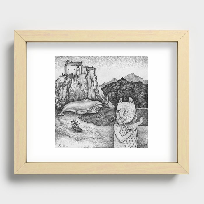 The Whale, The Castle & The Smoking Cat Recessed Framed Print
