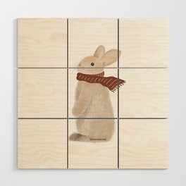 Furry Standing Rabbit in Winter Wood Wall Art