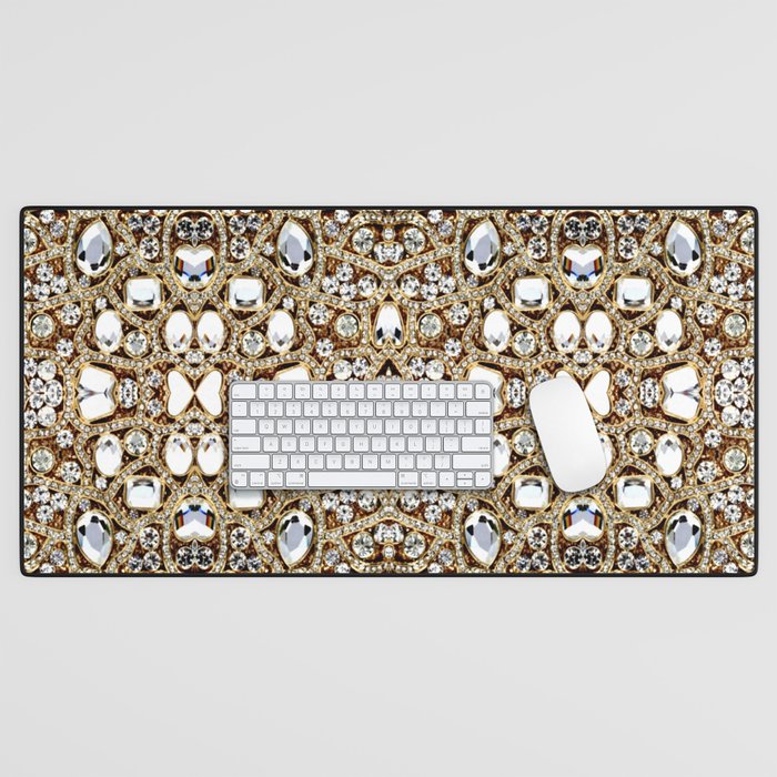 jewelry gemstone silver champagne gold crystal Desk Mat