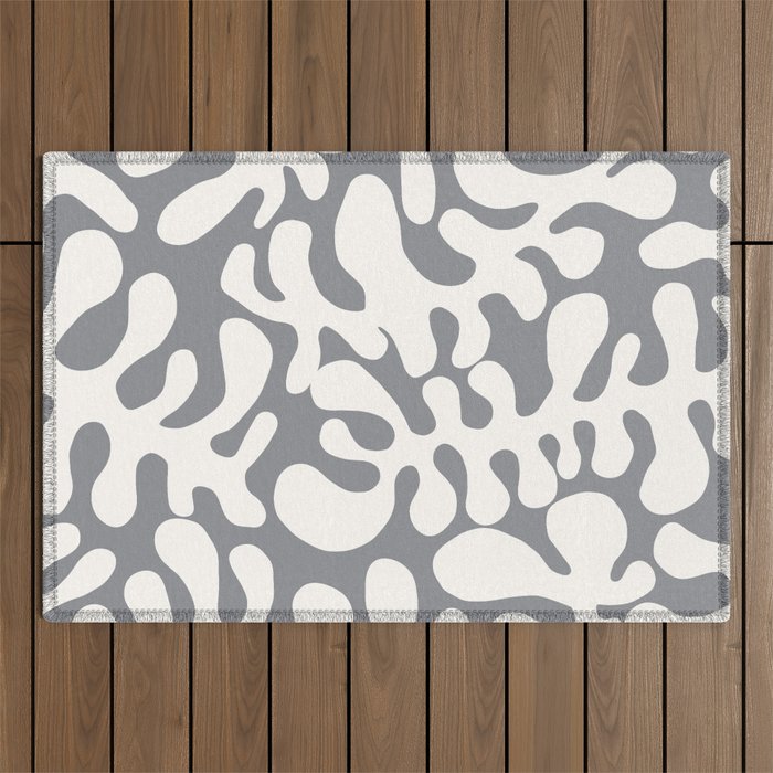 White Matisse cut outs seaweed pattern 10 Outdoor Rug