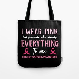 I Wear Pink Breast Cancer Awareness Tote Bag