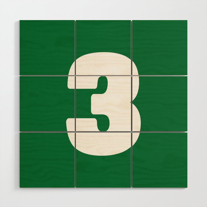 3 (White & Olive Number) Wood Wall Art