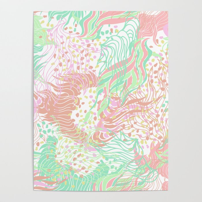 Cute Colorful Orange Green Abstract Seamless Poster