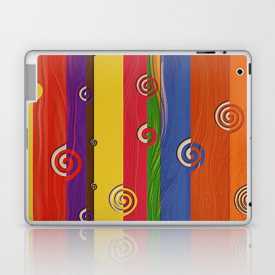 Spirals on Striped Wood Laptop & iPad Skin