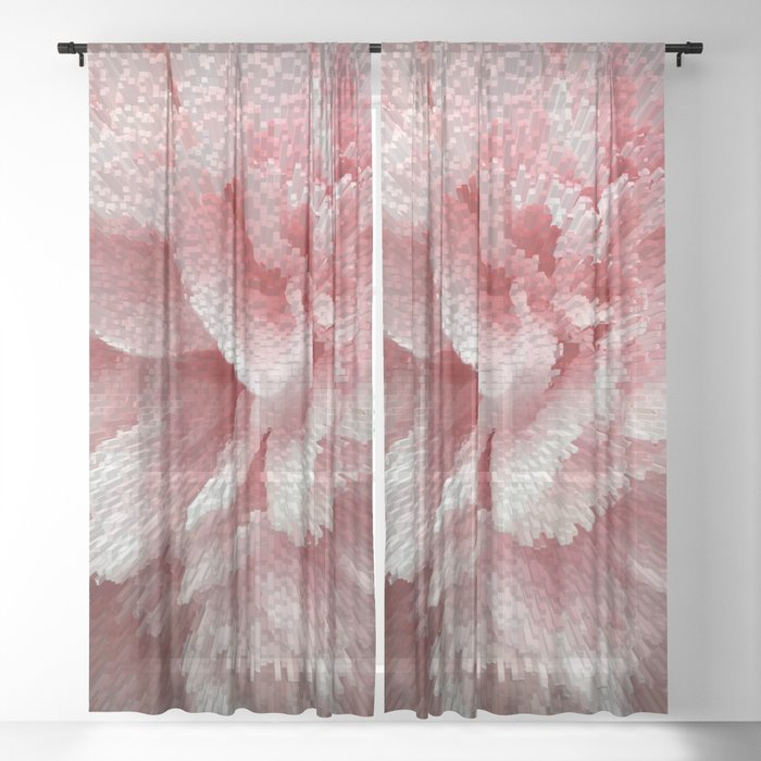 Aesthetic romantic wavy pastel pink rose petals 3D pixel art Sheer Curtain