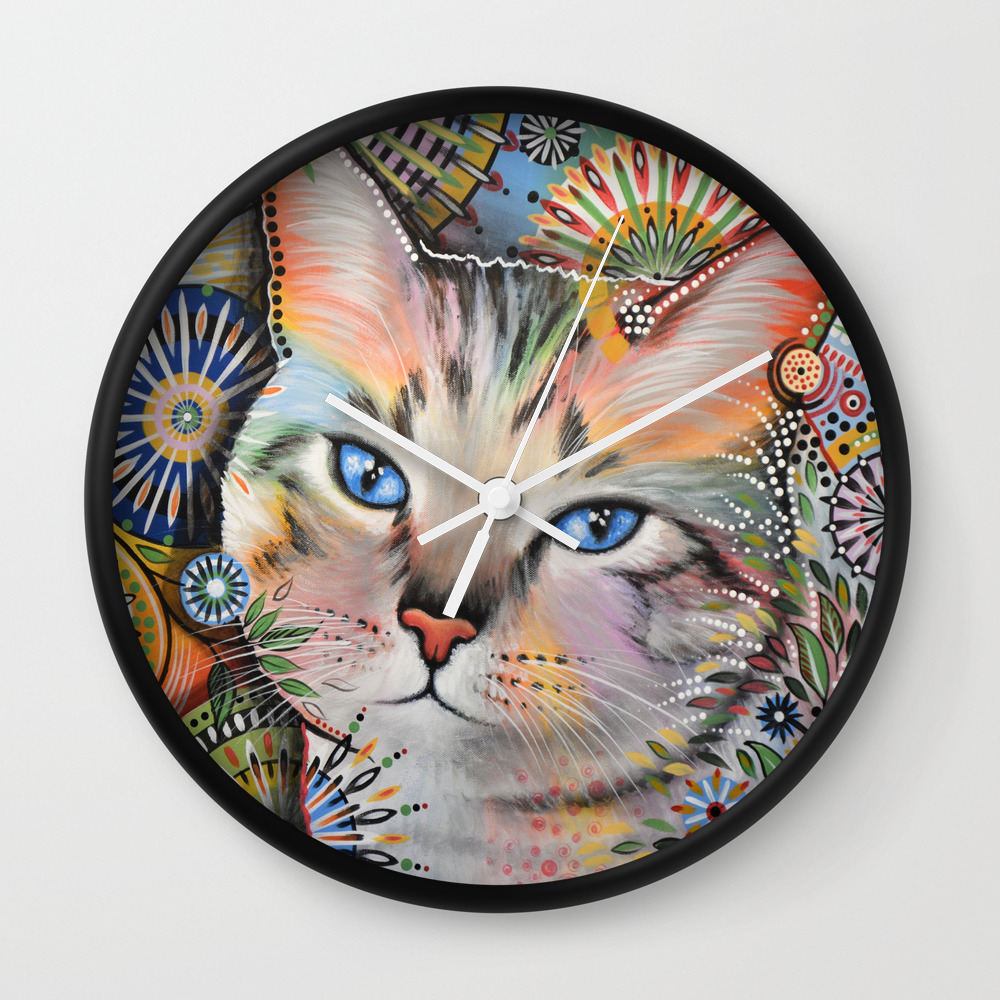Aslan Abstract Cat Art Painting By Amy Giacomelli Wall Clock