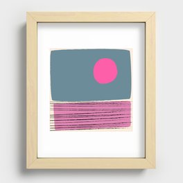 Shore - Pink and Blue Minimalistic Colorful Sunset Art Design Pattern  Recessed Framed Print