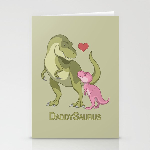 DaddySaurus T-Rex Father & Baby Girl Dinosaurs Stationery Cards
