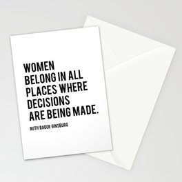 Women Belong In All Places, Ruth Bader Ginsburg, RBG, Motivational Quote Stationery Card