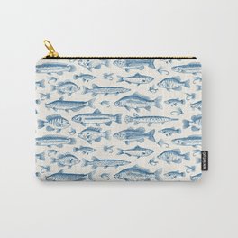 Blue - Freshwater Fish Toile Carry-All Pouch