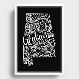 Alabama State Mandala USA America Pretty Floral Framed Canvas