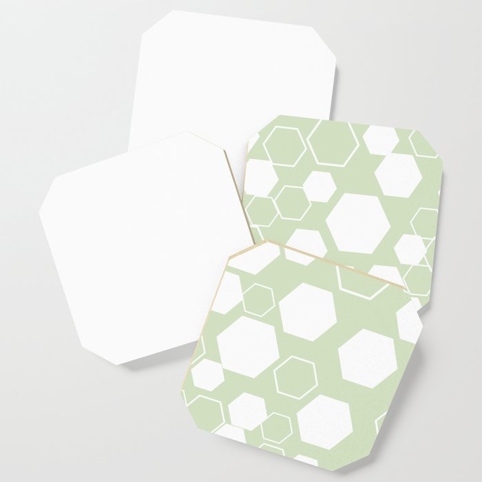 White Honeycomb Natural Pastel Green and White Horizontal Split Coaster