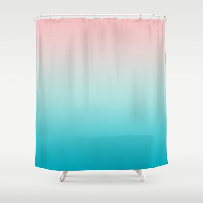 Pastel Ombre Millennial Pink Blue Teal Grant Pattern Shower Pastel Ombre Millennial Pink Blue Teal Grant Pattern Shower Curtain