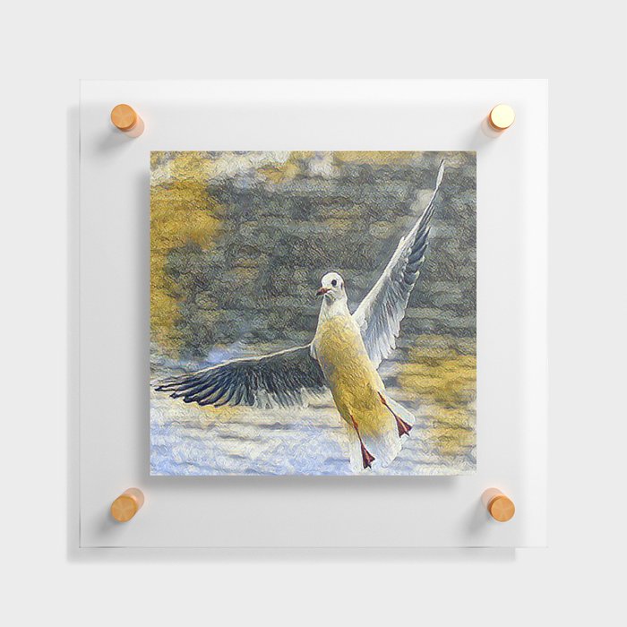 A seagull with open wings - artistic illustration design Floating Acrylic Print