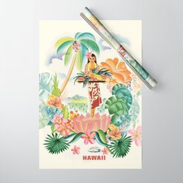 Vintage Hawaiian Travel Poster Wrapping Paper