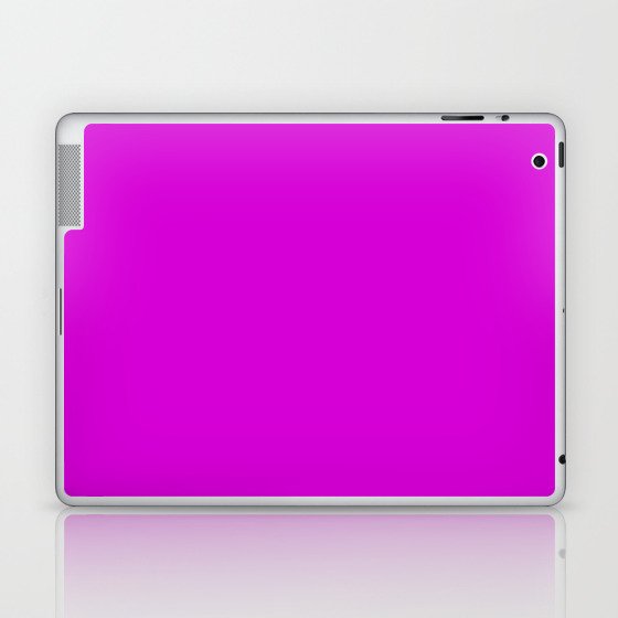 Magenta Solid Color Popular Hues Patternless Shades of Magenta Collection Hex #d600d6 Laptop & iPad Skin
