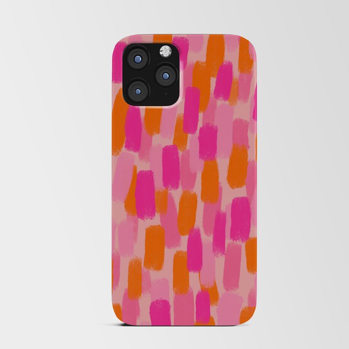 Abstract, Paint Brush Effect, Orange and Pink iPhone Card Case