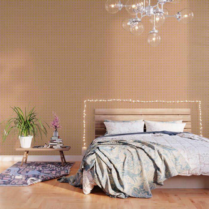 Sun Starburst Gold Yellow and Pink Palm Springs Midcentury Modern Wallpaper