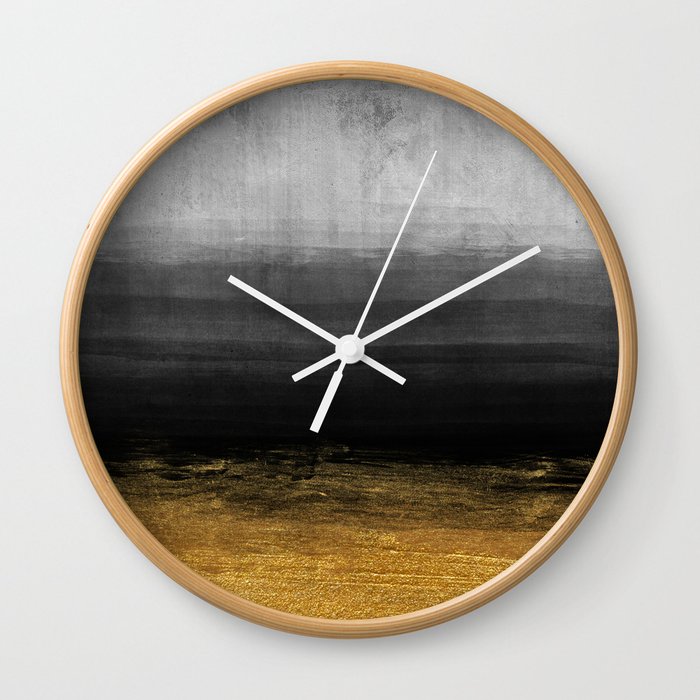 Black And Gold Grunge Stripes On Modern Grey Concrete Abstract