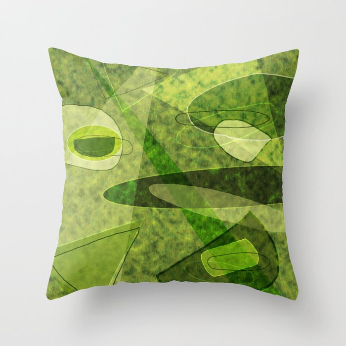 Retro Style Avocado Green Abstract Throw Pillow