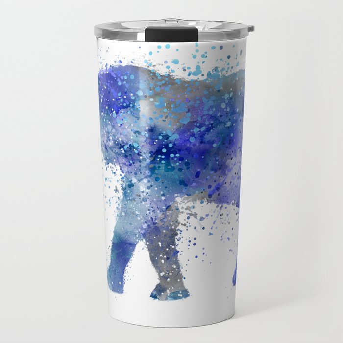 Blue Watercolor Elephant Travel Mug