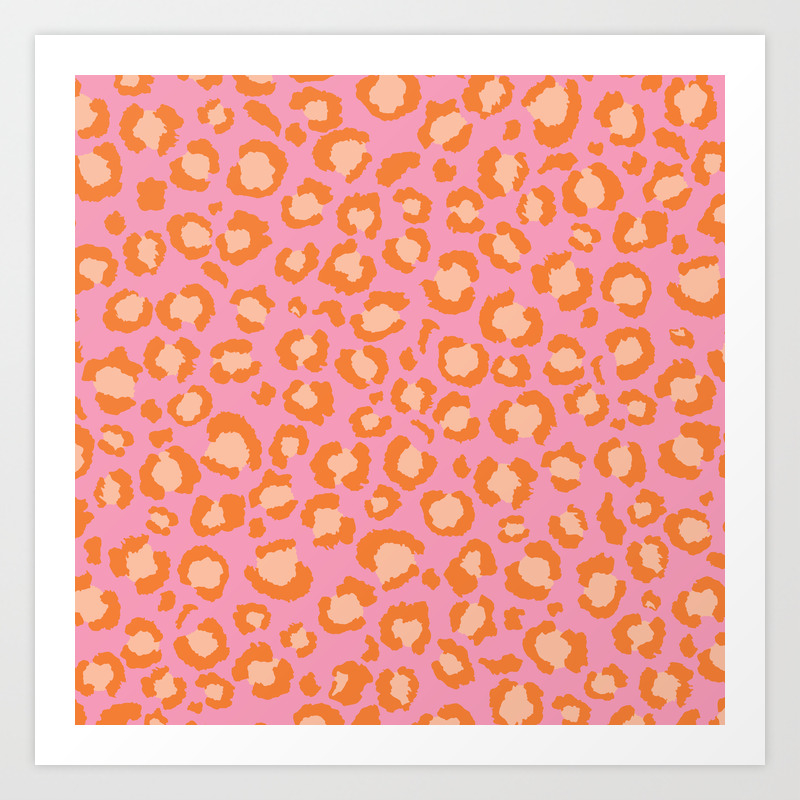 Bright Pink and Orange Leopard Print Animal Print Cheetah Print Art Print  by SquirrelCoffeeDesign | Society6