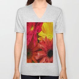 Sunny Daisy Flower Art V Neck T Shirt