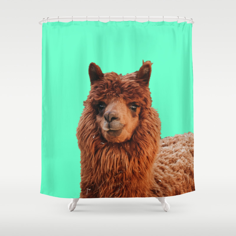 Green Screen Llama Shower Curtain By Printpix Society6