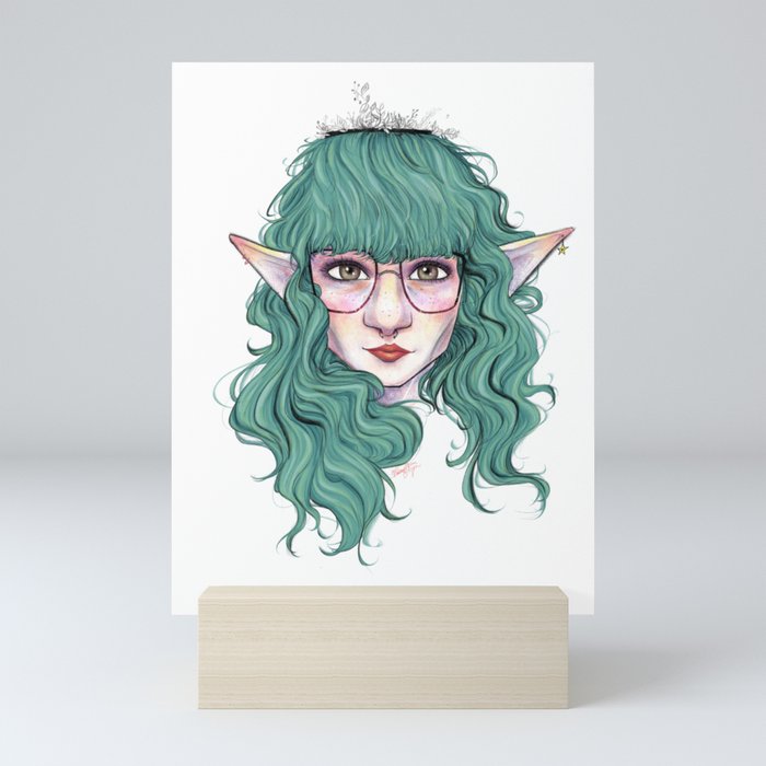 teal elf Mini Art Print