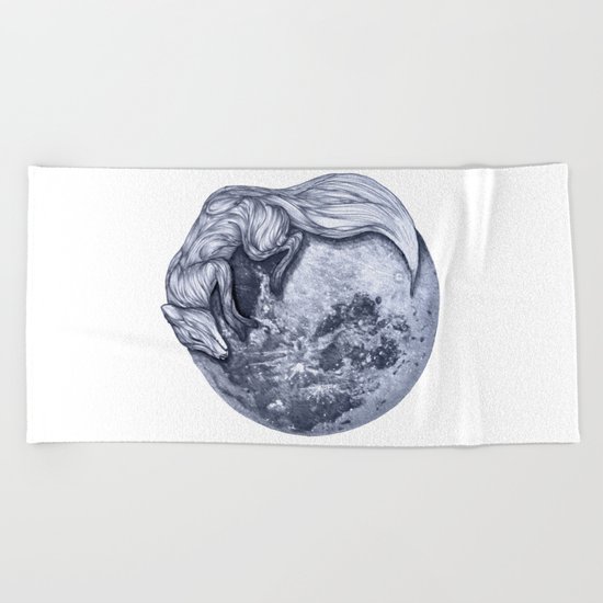 Blue Moon Fox Beach Towel