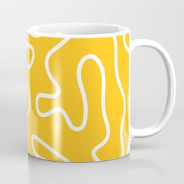Squiggle Maze Minimalist Abstract Pattern in Yellow Mustard and White Coffee Mug