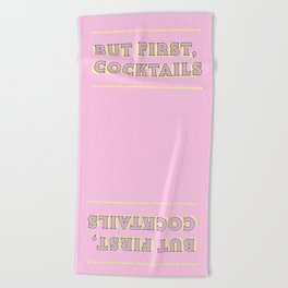 Pastel Pink Party Cocktails Beach Towel