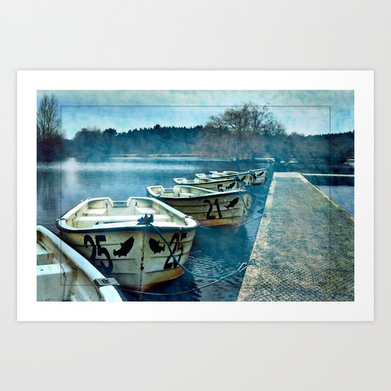 Boats in blue Art Print
